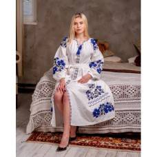 Sale!! Boho Style Ukrainian Embroidered Dress "Bouquet from Ukraine", size L 
